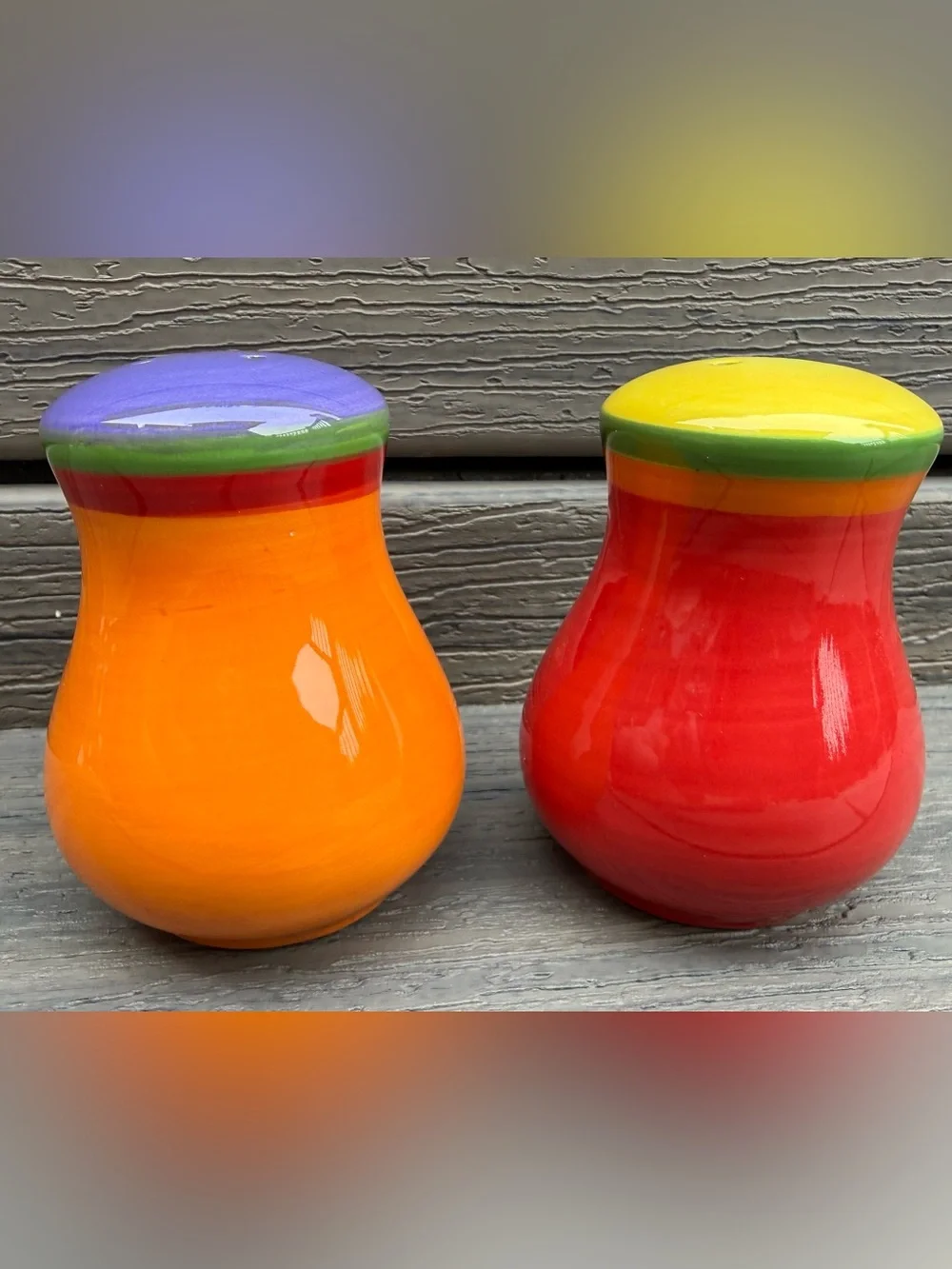 Dansk Vintage Caribe Aruba Salt & Pepper Shakers Hand Painted Ceramic